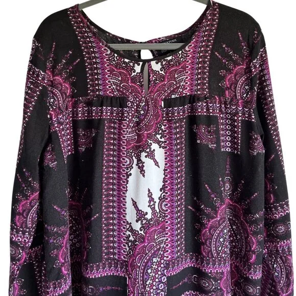 Minkpink X Urban Outfitters Long Sleeve Boho Tunic Dress L Pink Black - Picture 2 of 7